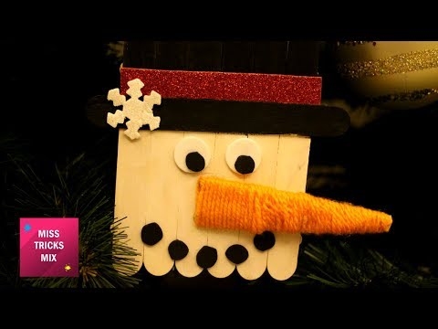 Søt DIY Popsicle Stick Snowman Craft - Video