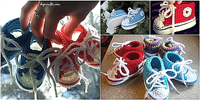 無料のパターン：かわいいかぎ針編みの赤ちゃんコンバース