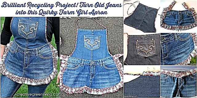 Puikus perdirbimo projektas! Paverskite „Old Jeans“ šia savita ūkio mergaičių prijuostė