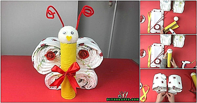 Kako narediti srčkan metuljček iz plenic - ideja za darilo za otroški tuš