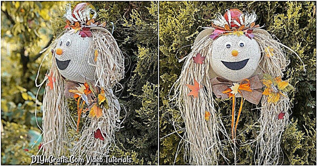 Recycelte Strohhut Lady Scarecrow Harvest Decor