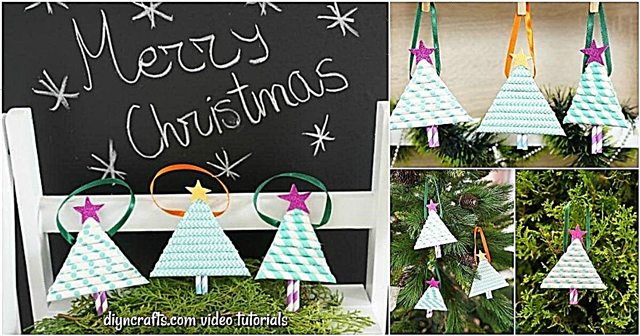 DIY χάρτινο άχυρο μίνι χριστουγεννιάτικο δέντρο στολίδια