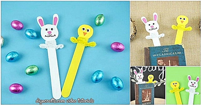 Dấu trang Popsicle Stick Bunny và Chick Easter