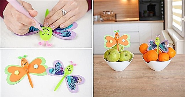Buntes Upcycled Plastiklöffel Schmetterlingshandwerk